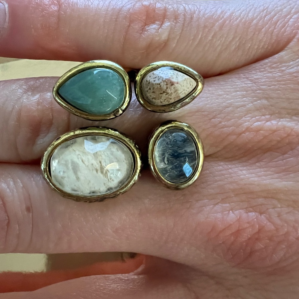 Elegant Multi-Stone Gold Ring Set